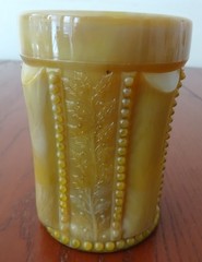 *HOLLY BEADED PANELS CARAMEL SLAG 12 OZ TUMBLER JOE ST. CLAIR-B126-E