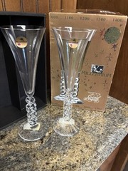 2000 STEM CRTSTAL d ARQUES MILLENNIUM CHAMPAGNE FLUTES SET MINT IN BOX FRANCE
