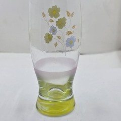 Libbey Dogwood Floral 16oz Drinking Glass Pink Frost Avocado Color Base Retro