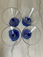 Set Of 4 Luminarc France Colbalt Blue Stem Martini Cocktail Glasses 6 oz. 5.5″