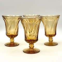 Vintage MCM 4 Glasses Fostoria Jamestown Amber Water Tea Wine