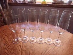 Ribbed Champagne Flute Smooth Stem 9 7/8″ Crystal Blown Glass – Set of 6