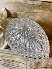 Gorham Chantilly Vintage Crystal Egg Treasure Trinket Box With Lid, Lead Cry