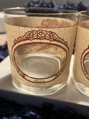 Vintage 4 Piece Currier and Ives Four Seasons Old Fashioned Whiskey Glass Set