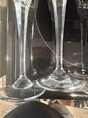 4 Mikasa Crystal Petit Points Fluted Champagne Glass Set 10-3/4” Tall