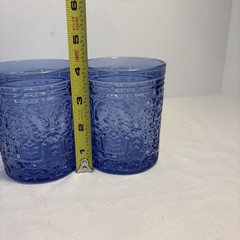 Jax Lowball Set Of 2 Double Old Fashioned Glasses Tumblers Blue Purple Glasses