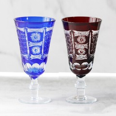 120ml Crystal Hand-carved Wine Glass Edo Kiriko Wine Stem Goblets A Set of 2