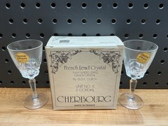 Vtg W.M. Dalton 24% French Lead Crystal Unit No. 5 2 Cordial Glasses Made France