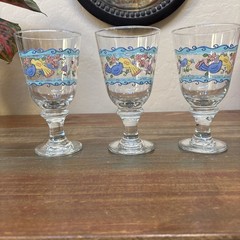 SANGO SWEET SHOPPE Libby Glassware Goblet Sue Zipkin Birds Flowers Set of 3
