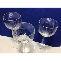 TT3 Old Circa Mid Century Hand Cut Crystal Floral Wine Glass For Adults Set of 3