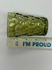 Vintage Anchor Hocking, 4” Lido Milano Juice Glass, Avocado Green, Lot of 8