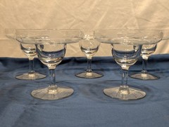 Vtg 5 Floral Etched Margarita Glasses/Shrimp Cocktail Dessert 6 Matching Plates