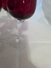 4 Vintage «SATURN RED» Twisted Stem Wine water glasses, 8″ tall Art Deco