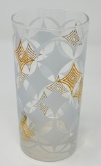 Vintage Libbey Frosted Gold Diamond Atomic MCM Highball Glasses Set of 6 Barware