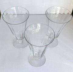 FOSTORIA Crystal Fluted Vintage Footed Iced Tea Goblet 6” SET OF 3 MCM 50s