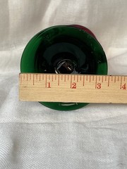 9 1/2″ Tall Champagne Flute w/Ruby Red Stem & Flute w/ Dark Green Base & Top Rim