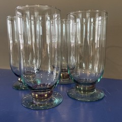 Appears to Be Vintage Pfalzgraff Ice Tea Glasses Set of 4 Turquoise Iridescence