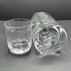 Krosno Poland Bedside Carafe 2pc Tumble Up Clear Glass Bubble Base
