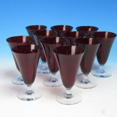 Morgantown Glass – Monroe Red – Crystal Stem – 11 Juice Glasses – 5 inches