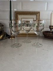 Lenox Holiday Dimension 10 Oz Goblets/Wine Glasses Thick Gold Bands Set of 3