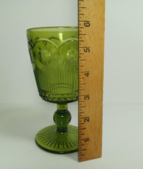Bartlett Collins Stemmed Water Goblet Manhattan Green Pedestal Vintage 1960s