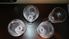 Lalique France Vintage Crystal-4- Angel Wing wine glases -signed- 8in hgt