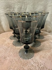 6 Gorham Prelude Dusky Blue Wine Glasses