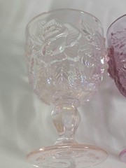 Vintage Fenton Madonna Wild Rose Water Wine 5″ Goblets Set Of 2