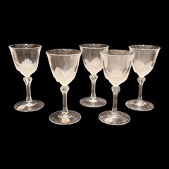 5 JG Durand Cordial Glasses Cristal d’Arques Florence Frosted Petals 4 5/8″