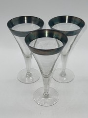 VTG Water Goblet Silver Band Dorothy Thorpe H 7 1/2 in W 3 7/8 in Blown Glass US