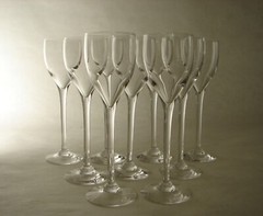 Set of 9 Mid Century Modern Crystal Stemmed Liqueur Cordial Glasses 6 1/2″