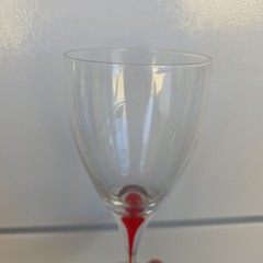 Pier 1 Ruby Red Tear Drop Filament Stem Wine Glass 8.5″