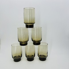 Libbey 1973 Tawny Accent Smoke Brown Tumbler Glass 11 Oz 6Pcs 4 3/4”