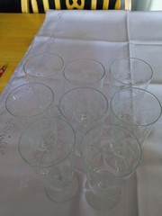 8 W. J. Hughes Cornflower or Princes House Heritage Pattern 10 oz. Wine Glasses