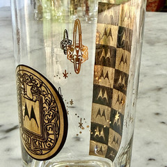 Vintage Set of 8 Motorola Galvin Knights Hiball Bar Glasses Gold Foil Atomic MCM
