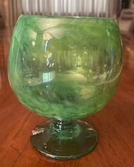 Crate & Barrel Handblown Apple Green 5 3/4” Brandy Sniffers Set of 2