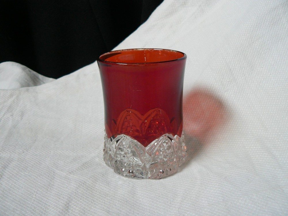 Button Arches Ruby Stained Tumbler EAPG George Duncan & Sons #39 circa 1897