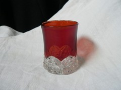 Button Arches Ruby Stained Tumbler EAPG George Duncan & Sons #39 circa 1897