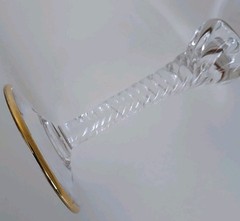 Interglass Italy Hand Blown Crystal Wine Glass Prince of Florence 24 K Gold Band
