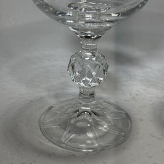 Bohemia Crystal Wine Glasses Claudia 5 3/4″ 6oz Diamond Cut Ball Stem Set of 2