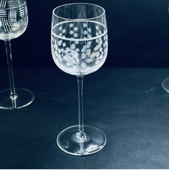 1 Salviati Wine Glass Art Crystal Etched Glass Italy 8″ handblown