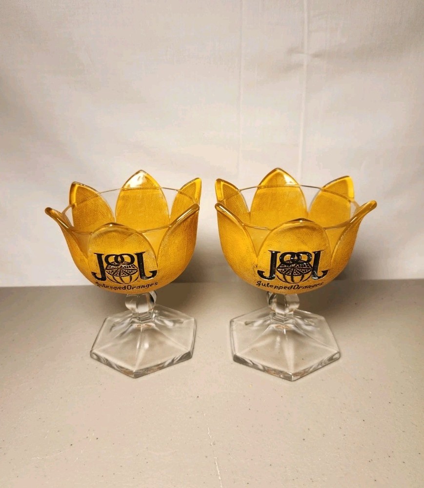 Antique Johnstone Original Orange Julep JOOJ Orange Peel Sherbert Cup Set