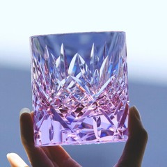 K9 Crystal Glass Rocks Whiskey Glass Old Fashioned Glass Cut Flowers Purple 8oz