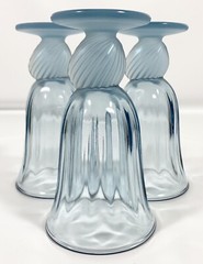 3 Fostoria CAPTIVA Blue FROSTED Sea Shell Stem Water WINE Tea Goblets 5 7/8″ Vtg