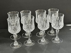 Elegant Vintage Longchamp Cristal D’ Argues Crystal Wine Glasses Set X 8