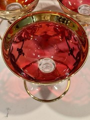 Ruby and Gold Cristallerie Italiane Goblet/Sherbet Compote Serving Dessert Dish