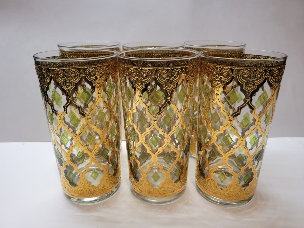 Culver Valencia 6x Gold MCM Highball Glasses