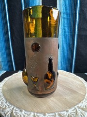 VTG MCM Felipe Derflingher Caged Art Glass Brutalist Highball Tumbler Amber-Rare