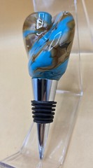 James Hayes Abstract Blown Glass Wine Stopper, Heavy, Blue & Brown EXCELLENT