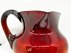 Antique New England Glass Co. Amberina Art Glass Coin Spot-Handled Pitcher 7 1/4